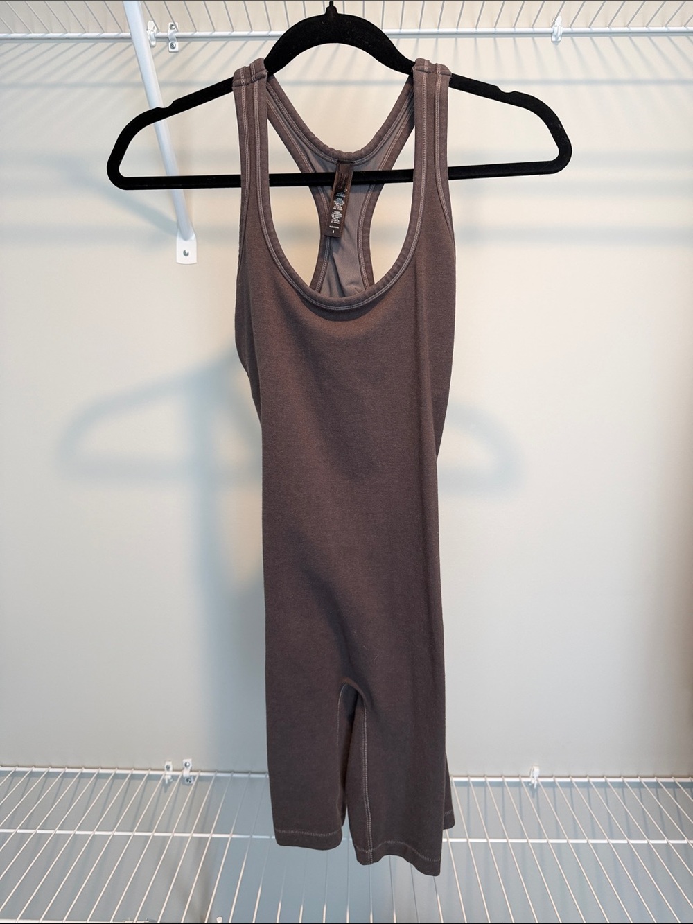 Racerback Tank Romper in Mauve Brown
